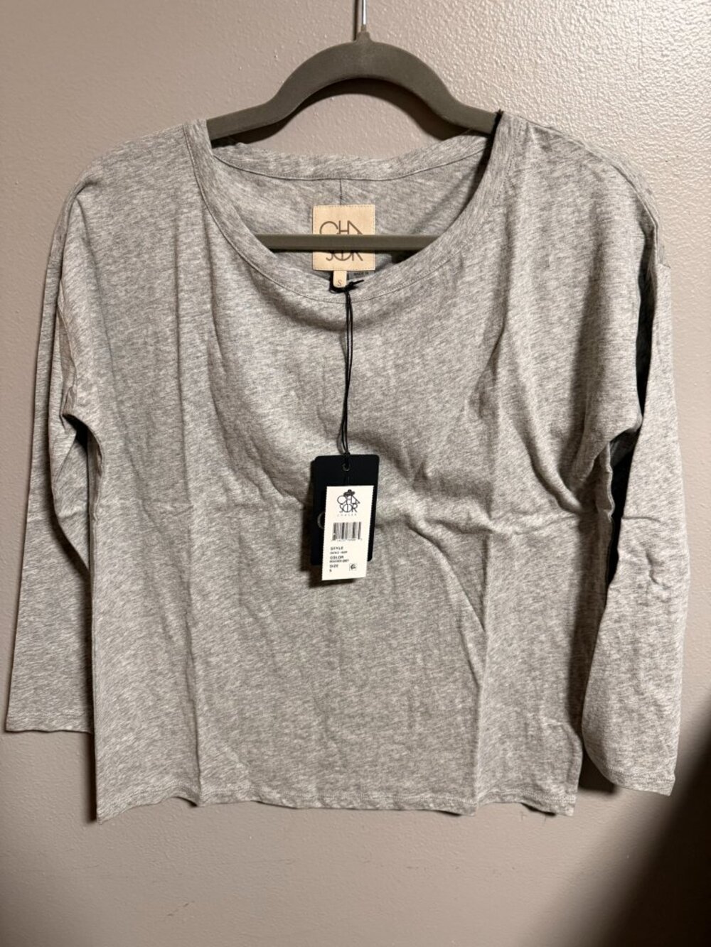 NWT Chaser Heather Gray Long Sleeve Tee Size Small Lightweight Everyday Basic